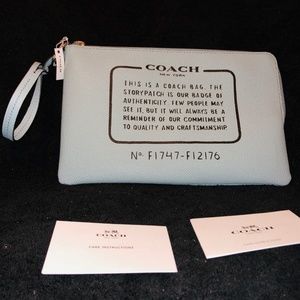 New Coach Removable Pouch Wristlet Blue